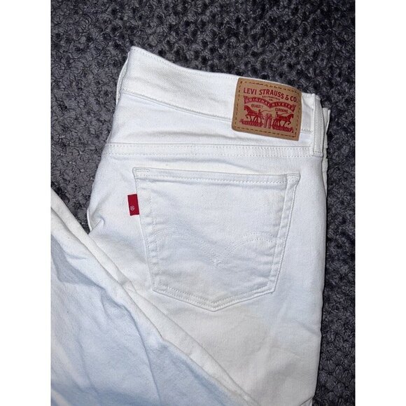 LEVI'S Womens White Stretch Denim Classic Straight Leg Jeans Size 29 - Picture 7 of 10